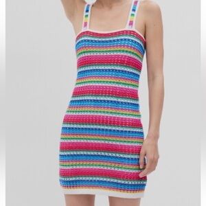 NWT GAP Colorful Crochet Striped Dress Size XL